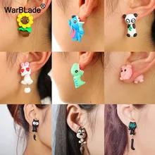 WarBLade 10 пар 3D серьги-гвоздики в виде собаки Мода ручная работа Полимерная глина крокодил, динозавр серьги-кошки для женщин ювелирные изделия