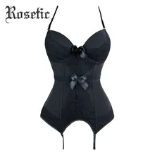 Rosetic Готический корсет-бюстье, женское корректирующее белье, сексуальное дышащее бюстье с бантом, кружевное черное тонкое нижнее белье, прозрачные корсеты