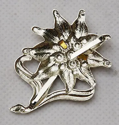 WWII German Officer Edelweiss Mountain Metal Cap Badge Insignia-GM005