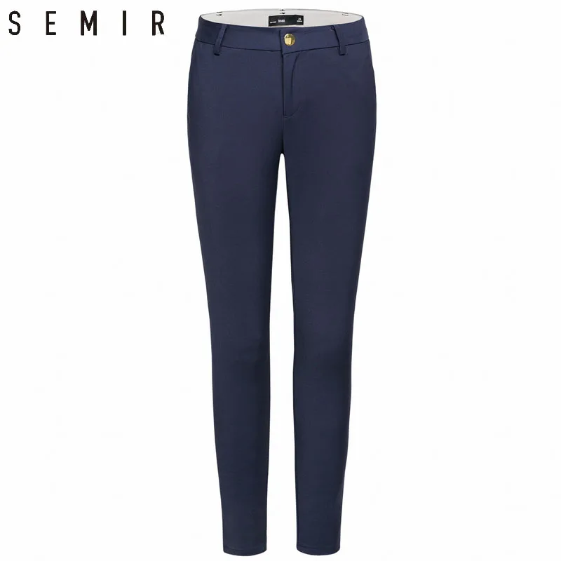 SEMIR женские брюки 2018 зимние узкие повседневные Стрейчевые черные девять cent