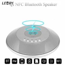 Qi NFC Bluetooth Speaker Portable Loudspeaker Qi Wireless Charger for Mobile Phone FM Radio with Alarm Clock Display Power Bank