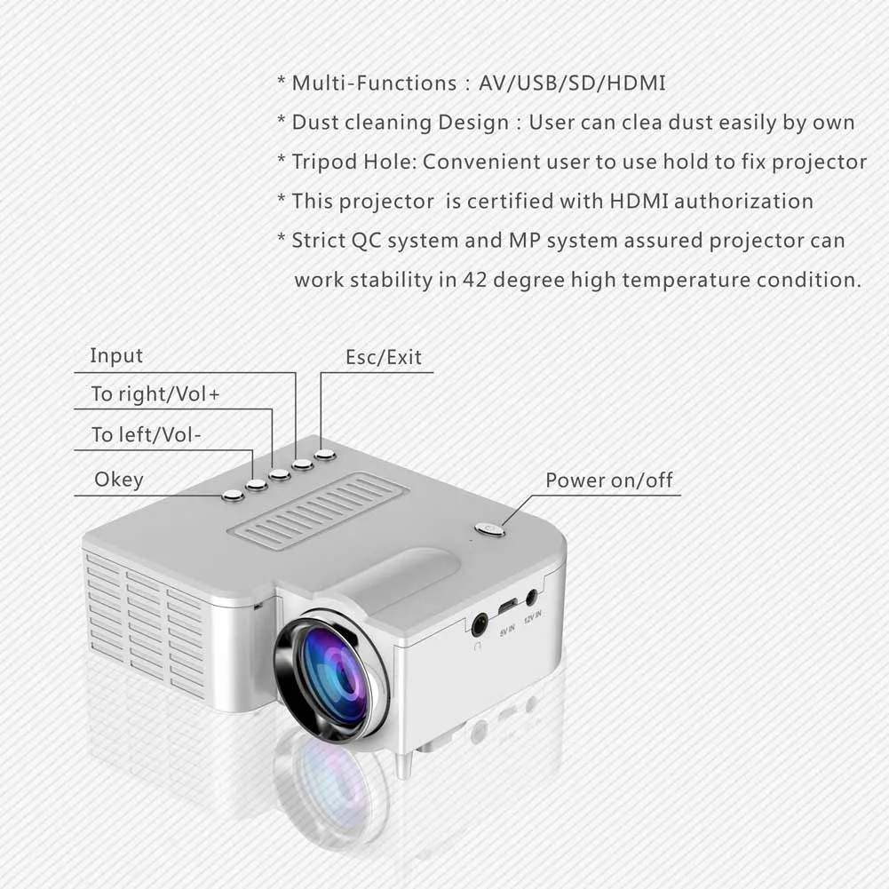 США штекер светодиодный проектор домашний кинотеатр портативный UC28 PRO HDMI Mini VGA/USB/SD/AV/HDMI цифровой светодиодный проектор с ЖК-дисплеем