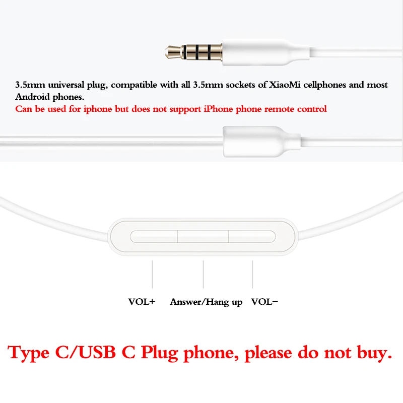 Xiaomi оригинальные капсулы 3,5 мм Универсальные наушники с проводным управлением с микрофоном бас-вкладыши типа для xiaomi iphone samsung SONY