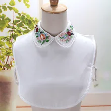 Женская рубашка Галстуки хлопок шифон полые кружева цветок органза вышивка, накладной Воротник Кристалл съемный воротники-обманки лацканы блузки