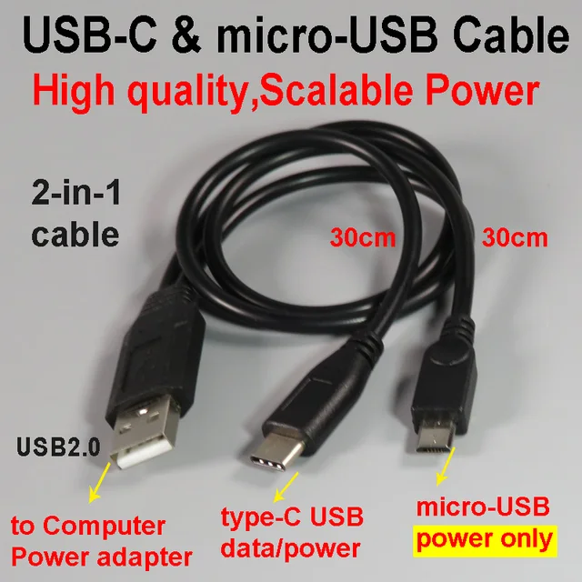 type C and micro USB 2 in 1 data power cable USB2.0 data charge cable