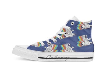 

funky astronaut Design breathable Casual High Top lace-up Canvas shoes sneakers For Drop shipping