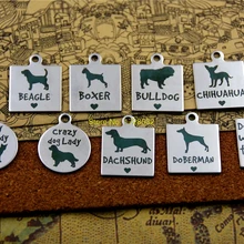 10 шт.-амулеты из нержавеющей стали "Adopt/beagle/boxer/Бульдог/Чихуахуа/crazy(собака) Леди/такса/deberman" Шарм Подвеска