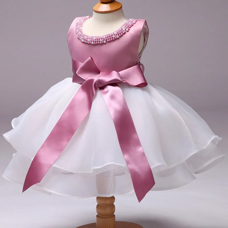 

Beading girl dress baby dress lace flower baptism dress newborn child girl first year princess kids party tutu costume L1829XZ