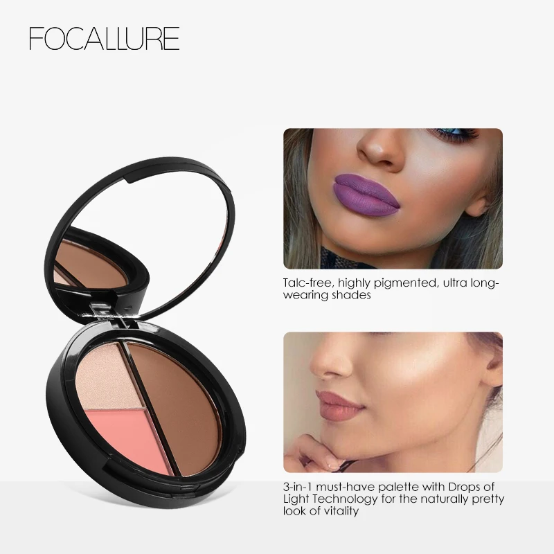 Хайлайтер focallure& Bronzer Палитра для лица блеск для контурного макияжа хайлайтер Румяна Палитра Профессиональные натуральные румяна палитра