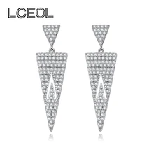 LCEOL Brand Jewelry Earring Double Inverted Triangle CZ font b Diamonds b font Full Pave Setting