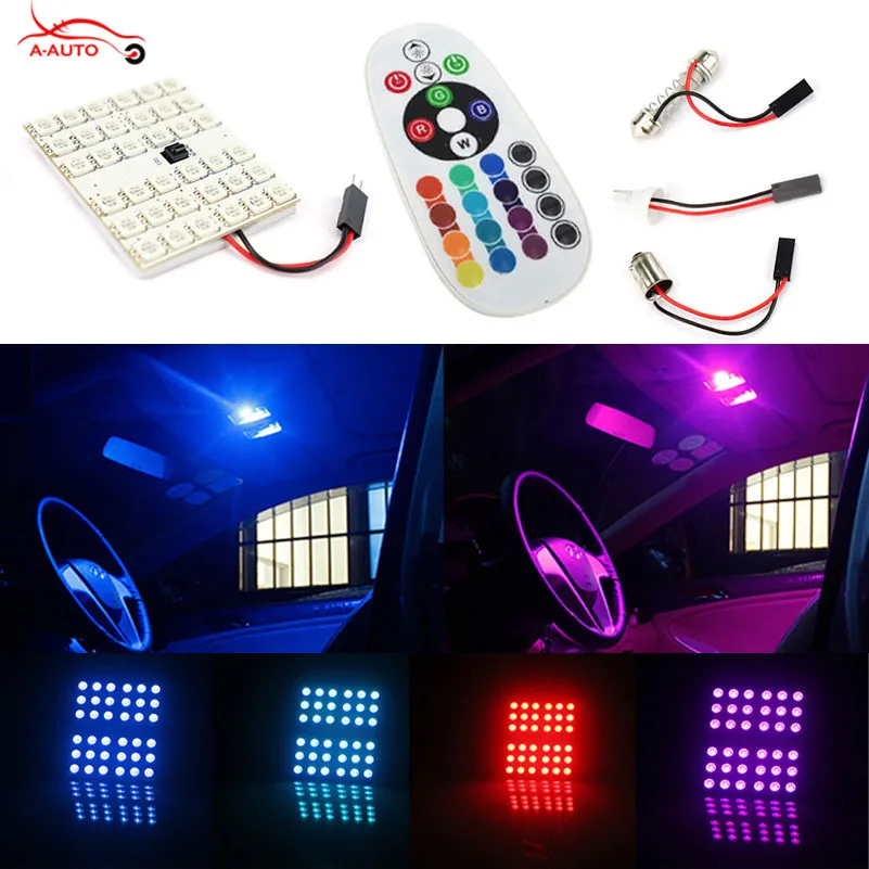 

1X Car Panel 36 LED 5050 W5W T10 BA9S T4W C5W Festoon Dome Interior Lamp Light H6W W6W C10W Bulb Reading Light Remote Controller