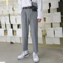 Мужские брюки летние новые девять точек широкие брюки свободные повседневные Прямые брюки индивидуальная Молодежная мужская одежда