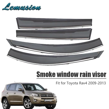 

High Quality 4pcs Smoke Window Rain Visor For Toyota RAV4 2009 2010 2011 2012 2013 Vent Sun Deflectors Guard ABS car accessories
