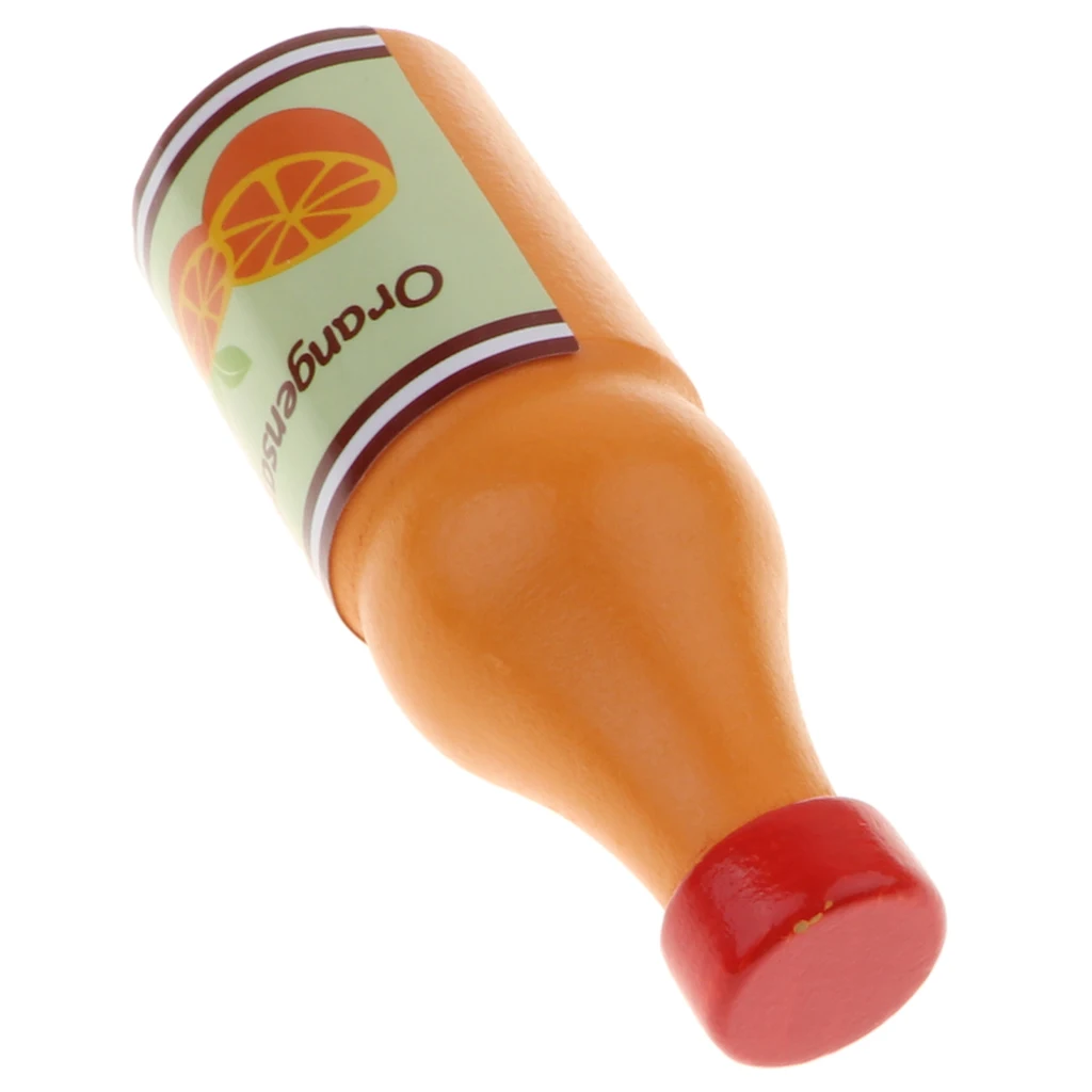 Деревянная кухонная игрушка пищевой реквизит для детей ролевая игра Пособия по кулинарии развития реквизит-оранжевый Сокосодержащие напитки Бутылка
