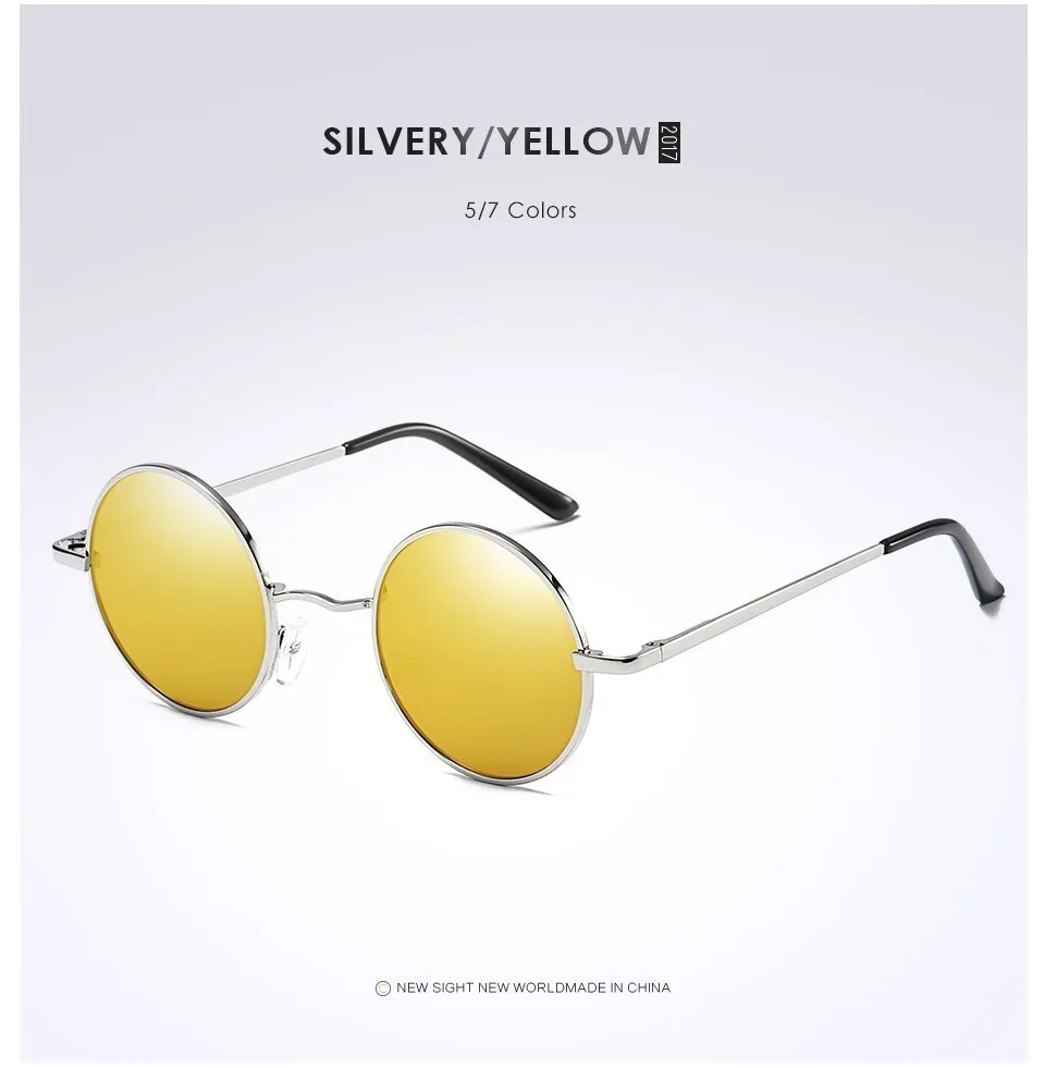 Мода шоу стиль очки настоящие поляризованные солнцезащитные очки винтажные Круглые Солнцезащитные очки Uv400 черные линзы - Цвет линз: orange