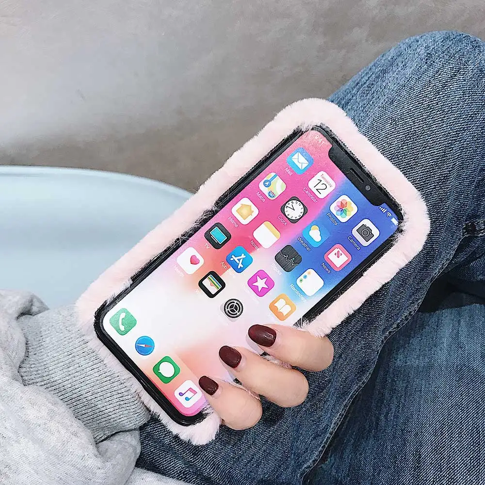 Модный Дамский Подарочный чехол для iPhone 12 XS Max XR X 11 Pro SE Пушистый Теплый 6 6S 7 8 Plus