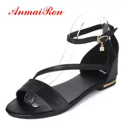 ANMAIRON/классические женские сандалии из натуральной кожи, Новое поступление 2019, летняя женская обувь, размеры 34-43, LY1444