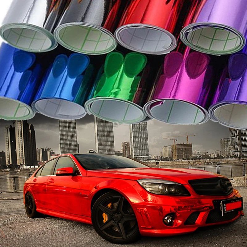 200x50cm Chrome Mirror Silver Vinyl Wrap Sticker Decal Film Sheet Self