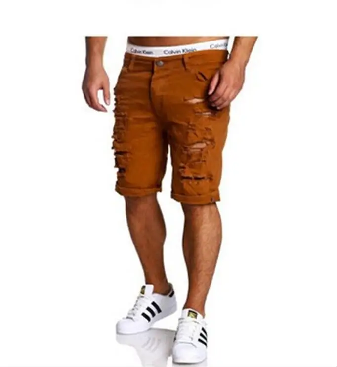 Summer Brand Cargo Shorts Men Casual Ripped Holes Clothing Denim Shorts Cotton Male Fashion Jogger Work Men's Shorts6
