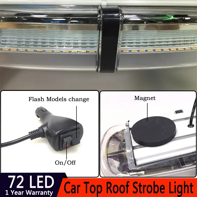  72LED 72W Car LED Short Long Row Roof Flashing Warning Light Strobe Police Light Ceiling Lamp DC 12 - 32952043410