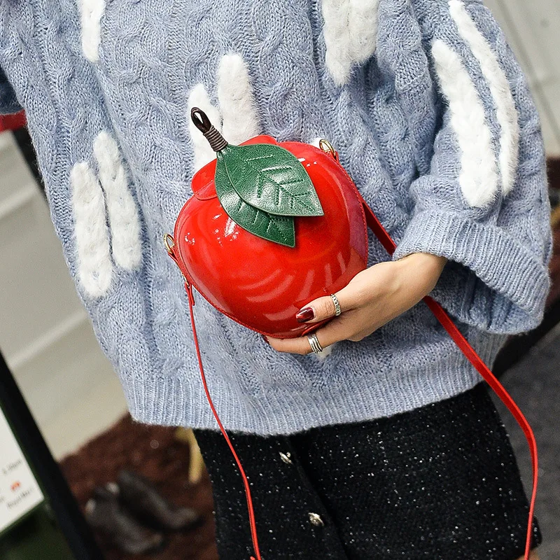 

Women Cute Cartoon Bags Apple Shape Shoulder Bag for Girls Mini Crossbody Bags Personality Purse Fashion Messenger Bag