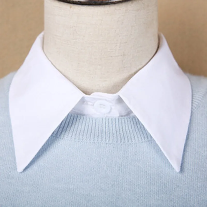 Унисекс для взрослых Съемная рубашка с лацканами поддельные воротник сплошной цвет Блузка галстуки модные Винтаж шейный