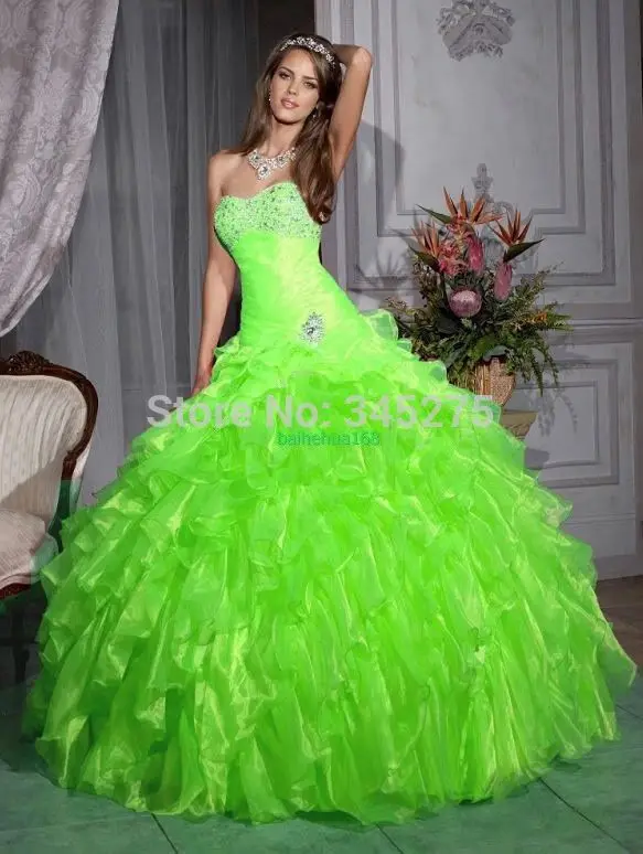 Resultado de imagen para vestidos verde fluorescente para 15 años