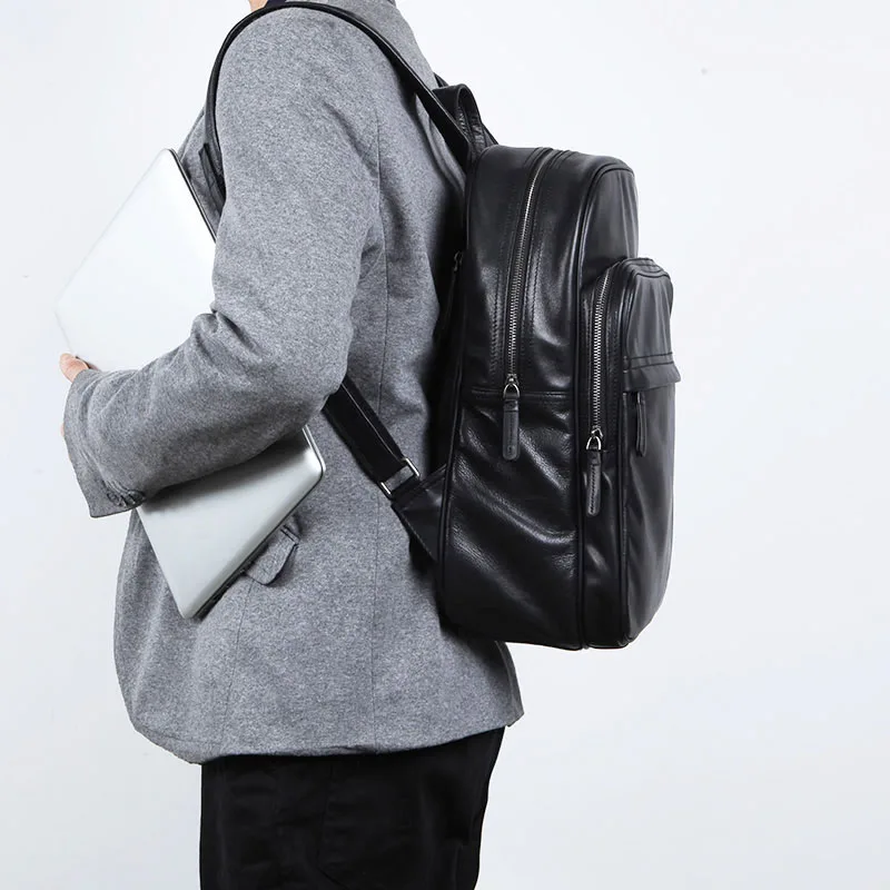 Casual Business Aetoo Rucksack Männer Schwarz 1 Schulter Stier black2 Voll Leder Black Tasche Computer 8qR8Zfx