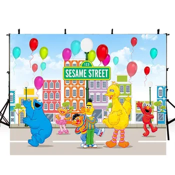

Kids Party Photography Backdrops Sesame Street Backdrop For Photography Cookie Background For Photo Studio Photocall Boda