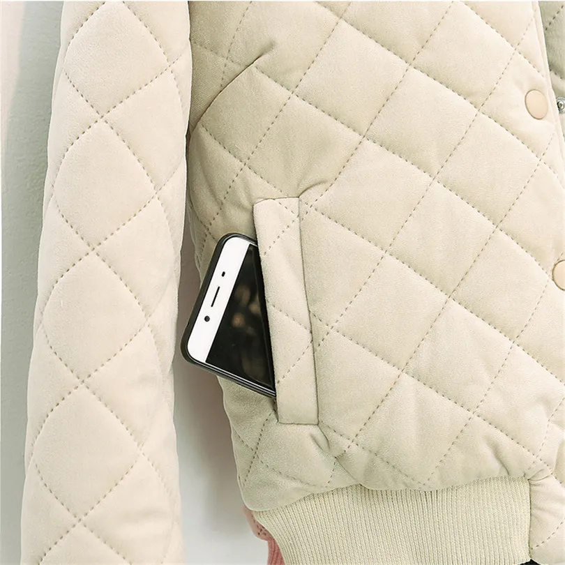 Autumn Winter Women Short Cotton Coats Warm Thicken Velvet Parka Jackets Students Baseball Outerwear Solid Bombers Tops AB756 Autumn Winter Women Short Cotton Coats Warm Thicken Velvet Parka Jackets Students Baseball Outerwear Solid Bombers Tops AB756