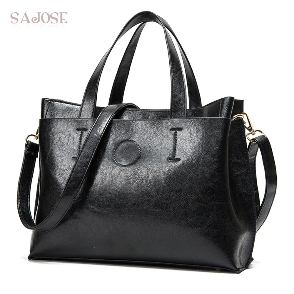  Leather Bags Women Totes Bag Handbag Ladies Fashion Simple Famous Brand Black Women's Shoulder Mess - 32843885786