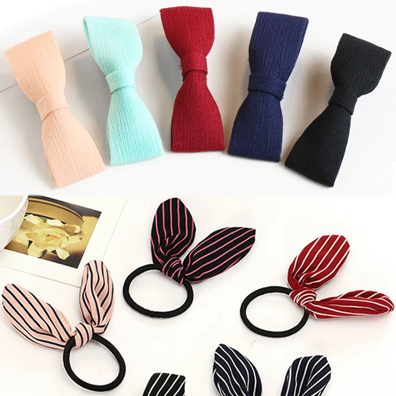 

LNRRABC 2018 New Arrival Strip Korean Hair Rope Seaside 1PC Elasticity Bowknot Hot Sale Bunny Ears Hair Clip Unique Allergy