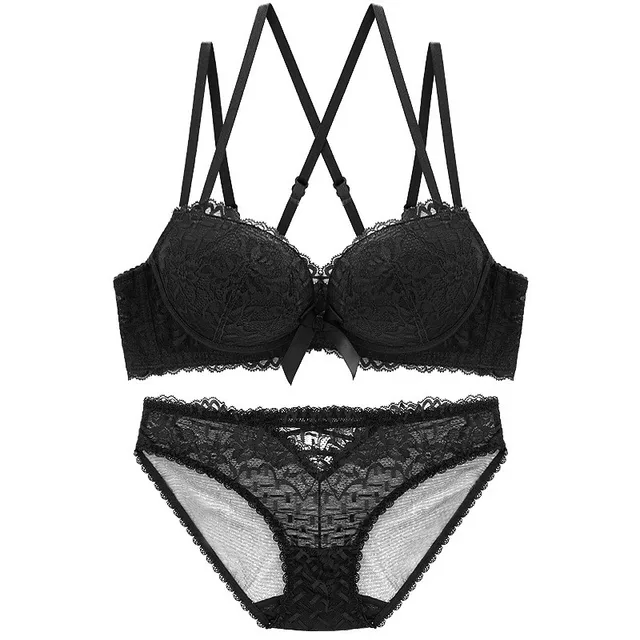 Yasemeen Sexy Lace Bra Set Push Up Gather Beauty Back Seamless Underwear Briefs Sets Sexy Lace