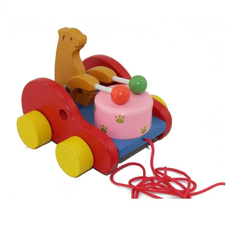 Деревянная игрушка для детей, креативная развивающая игрушка медведь барабан из цельного дерева, игрушки для детей с длинной струной 37,4"