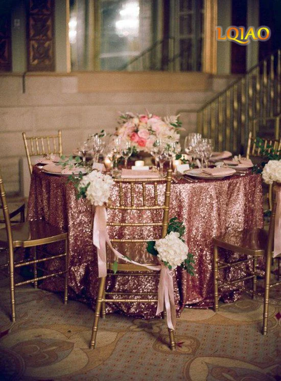 

Factory Direct Wholesale 10PCS Wedding Decorative Pink Gold Glitter Sequin Tablecloth 120 Round Sequin Table Cloth Table Runner