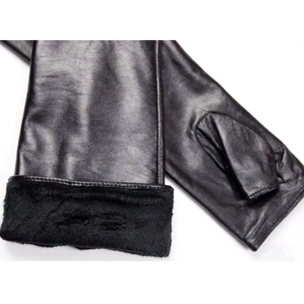 Новая мода Eldiven Guantes Mujer длинные женские кожаные перчатки на пол пальца овчина тонкая подкладка повязки наборы