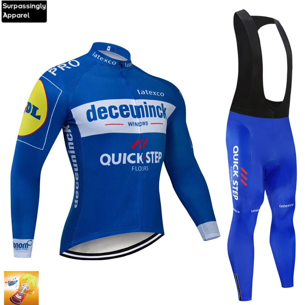 

2019 UCI World Tour Team Pro QUICK STEP Blue Cycling Jersey Clothing Long Sleeve 16D Gel Bicycle Bike Sportswear Ropa Ciclismo