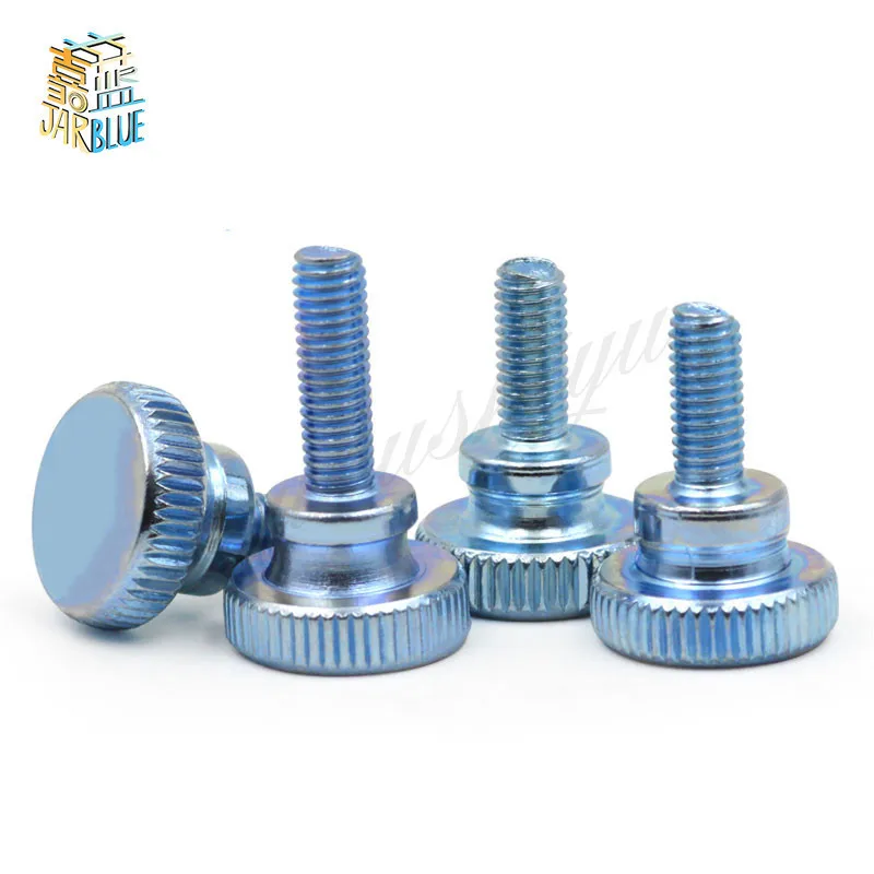 

10PCS M3 M4 M5 Knurling Flat high Head Knurled Thumb Screw Hand Tighten Computer Screws carbon steel with znic