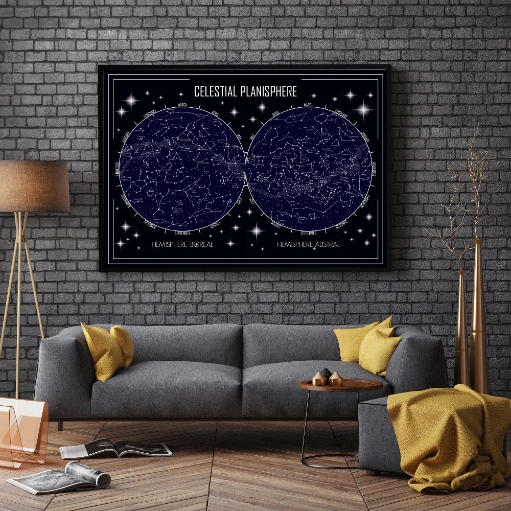 Звездная карта абстрактная небесная Планетарная настенная живопись на холсте скандинавский плакат и печать украшение дома картина для гостиной