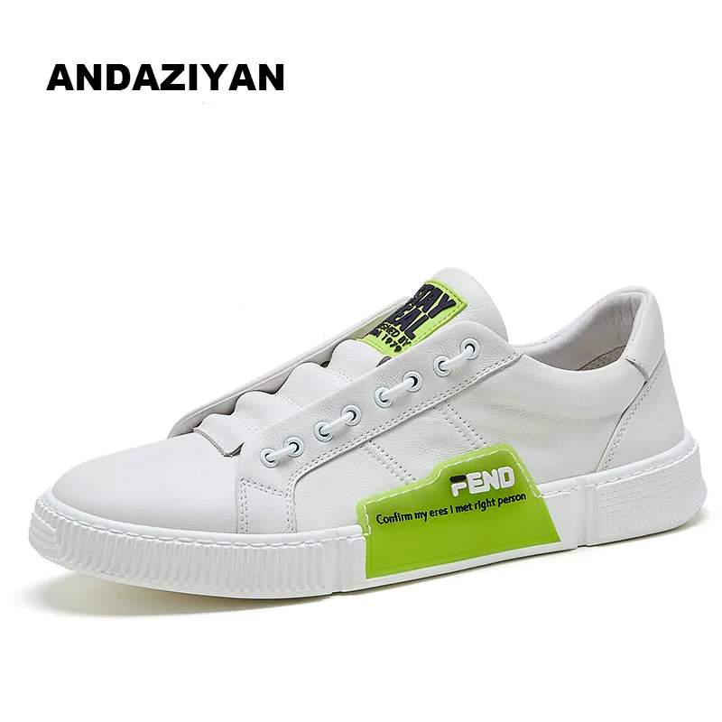

European station men shoes 2019 new wild leather white shoes