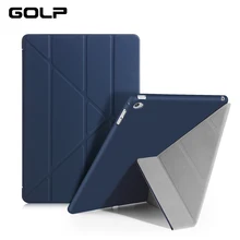 capa Para iPad Air 2 Case, GOLP Ultra Slim Capa de couro PU Para ipad Air 2 com PC Transparente Caso de Volta para iPad 6 capa Estande Aleta(China)