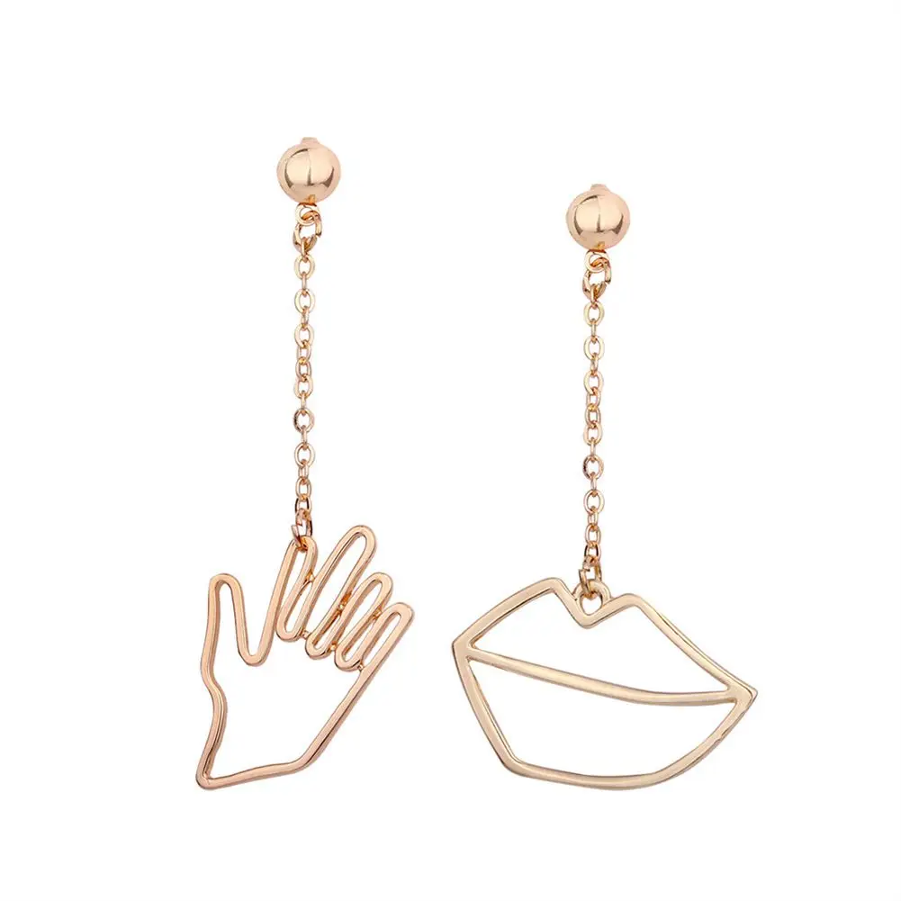 

Personality Irregular Palm Lips Long Earrings Exaggerated Hollow Alloy Creative Stud Earrings Female Accessories