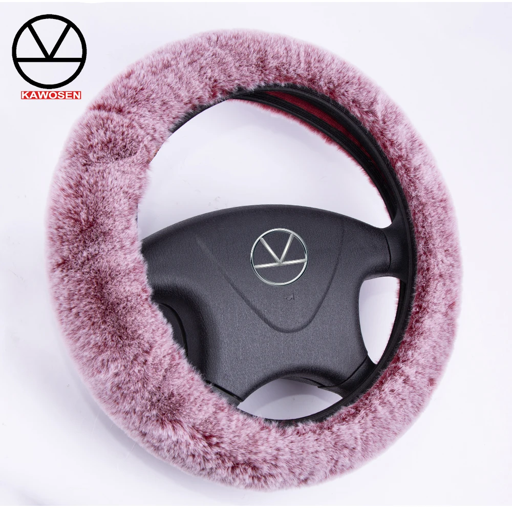 KAWOSEN Universal Faux Rabbit Fur Steering Wheel Cover, Cute Warm Plush Steering Wheels Cover, Faux Fur Steering Cover FFWC02 KAWOSEN Universal Faux Rabbit Fur Steering Wheel Cover, Cute Warm Plush Steering Wheels Cover, Faux Fur Steering Cover FFWC02