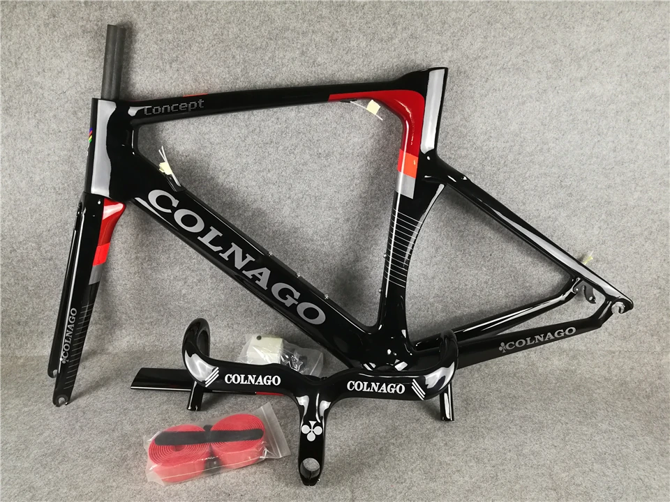 Cheap Colnago Concept Black Red Carbon Road Complete Bike  DIRECT MOUNT brake Colnago handlebar +saddle + bottle cages 5