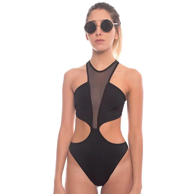 black sheer one piece swimsuit