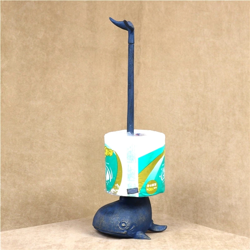 

Metal Whale Toilet Paper Holder Decorative Foundry Iron Art Marine Bathroom Tissue Stand Houseware Essentials Craft Ornament