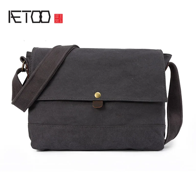 

AETOO Men's casual bag canvas shoulder Messenger bag original cross section tide