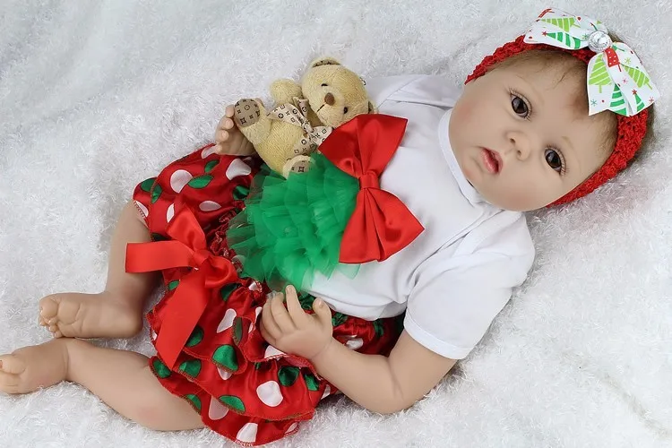 55 см Моделирование реалистичные Силиконовые Винил Reborn для маленьких мальчиков куклы игрушечные лошадки Newbabies с Рождественская одежда