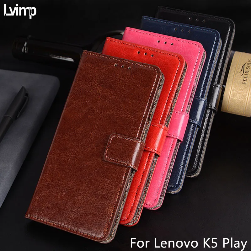 

Wallet Case For Lenovo K5 Play Magnetic Flip PU Leather Case With Photo Frame Card Holder Stand Cover For Lenovo K5 Play Case