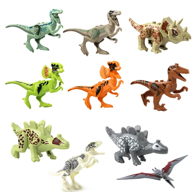 Jurassic World Brutal Raptor Building Blocks Jurrassic World 2 Mini Dinosaur Figures Bricks Toys For Children Compatible Legoing